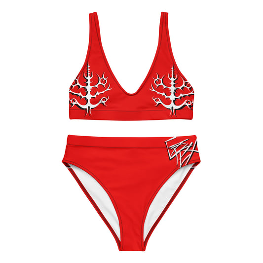 TRIBAL RED high-waisted bikini